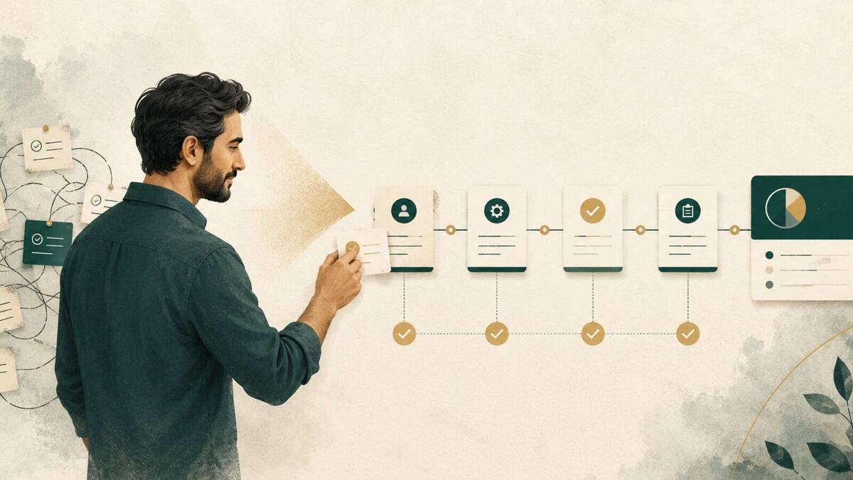 مدیر در حال تبدیل فرایندهای پراکنده به نقشه راه سیستم‌سازی کسب‌وکار